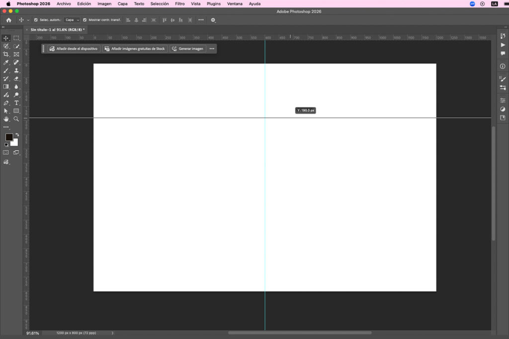 Diseño en photoshop con líneas guía.