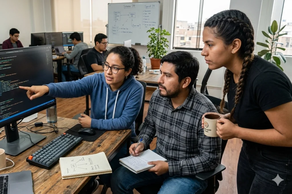 Desarrolladores definiendo el stack tecnológico